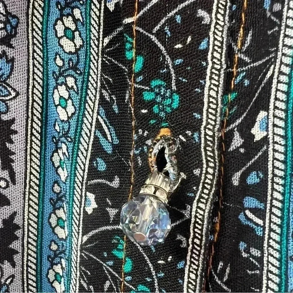 SALE! Aratta Silent Journey Floral Embroidered Sheer Back W/Velvet Tunic Top M - Picture 4 of 15